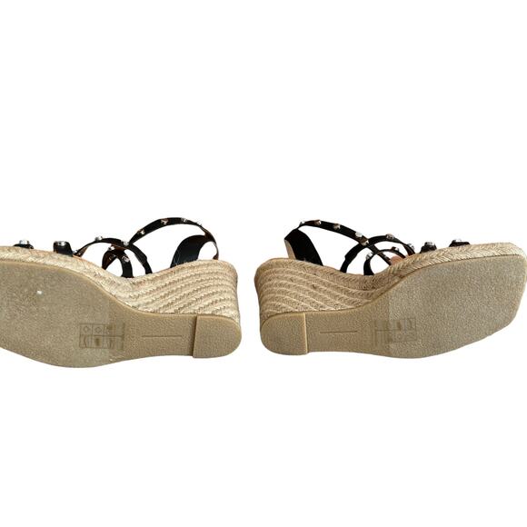 DOLCE VITA black studded Espadrille Wedge Sandals 8 - Picture 6 of 9